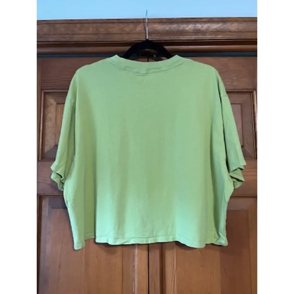 Abercrombie & Fitch Women's Oversized Crop T Shirt Lime Green Boxy Tee SZ XL